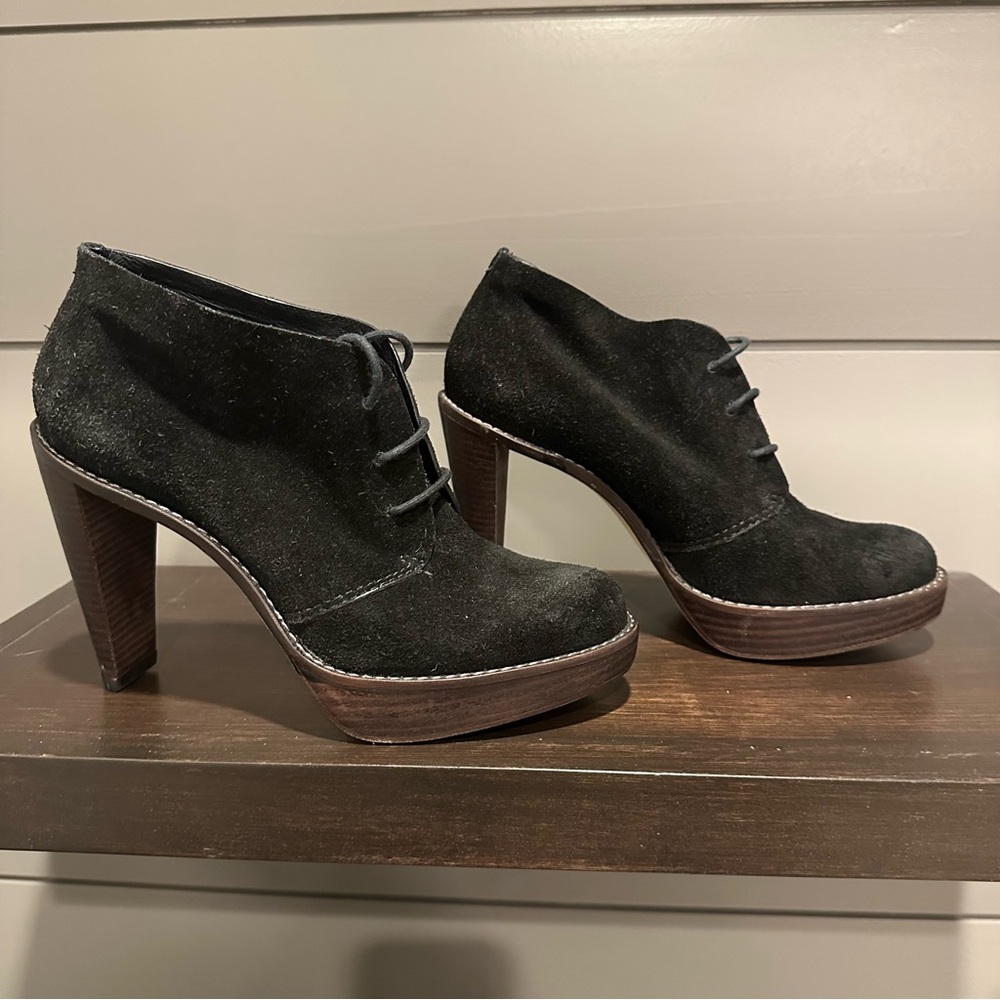 Cole Haan Black Suede Heeled Booties‎ Size 6.5